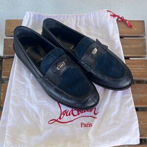Christian Louboutin Penny Suede & Leather Loafers Red Sole Italian Size 10/40EU